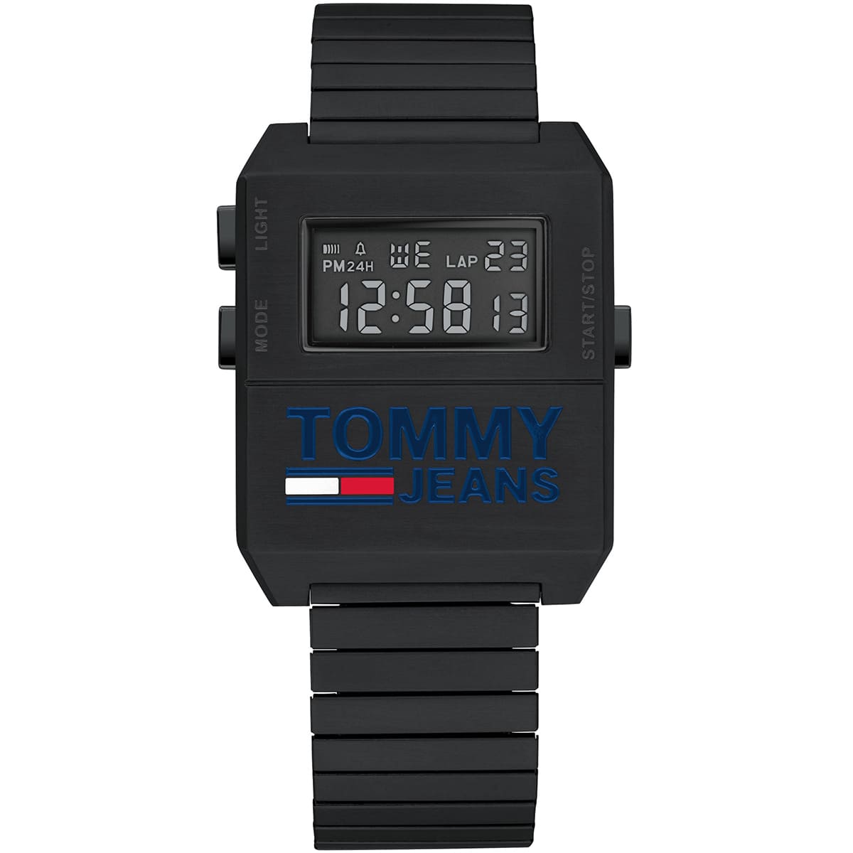 1791671-tommy-hilfiger-square-watch-men-black-dial-stainless-steel-metal-strap-quartz-battery-digital-chronograph-jeans ساعة تومي هيلفيغر رجالي 1791671 - الصورة 1