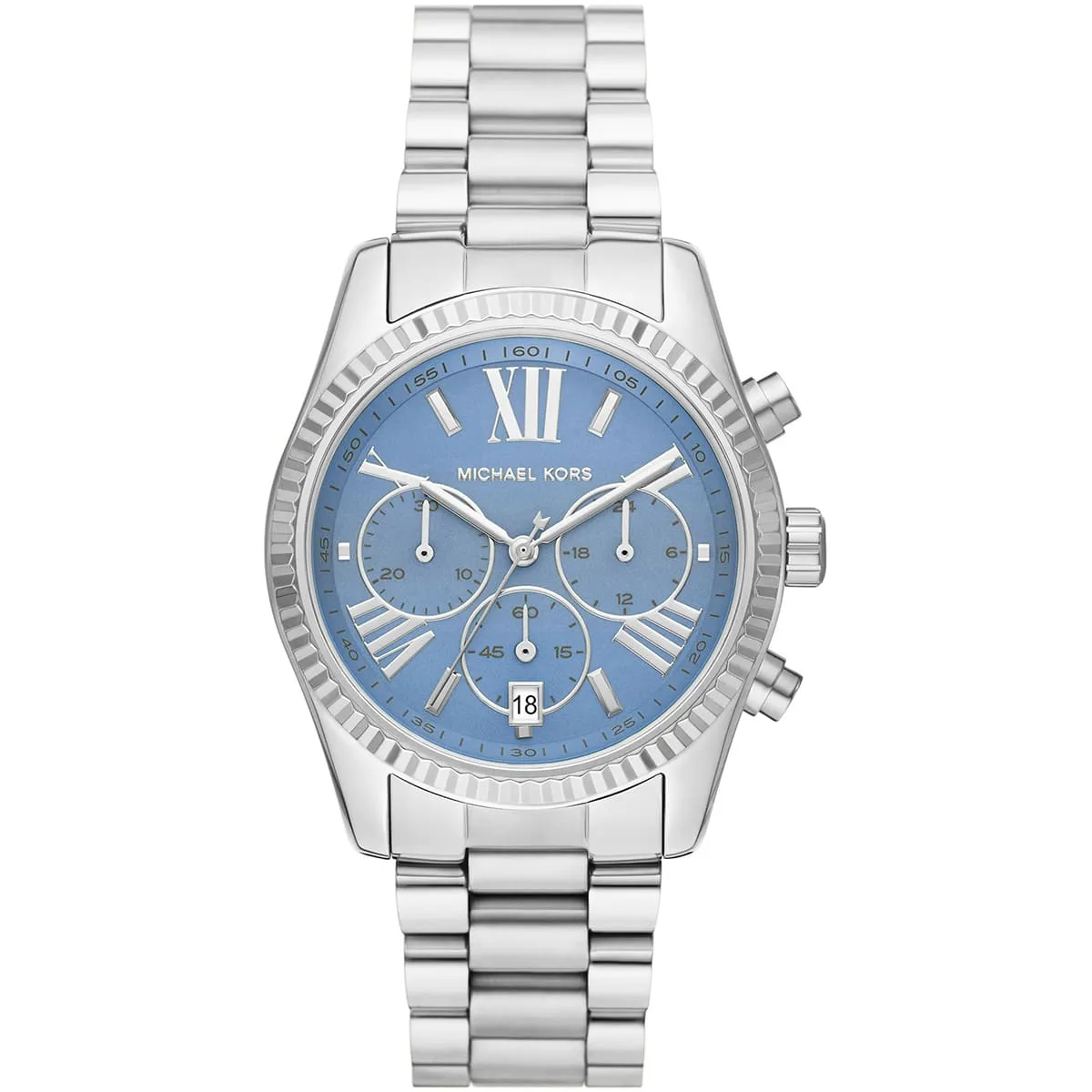 mk7215-michael-kors-watch-women-blue-dial-metal-stainless-steel-silver-strap-quartz-battery-analog-chronograph-lexington ساعة مايكل كورس للنساء MK7215 - الصورة 1