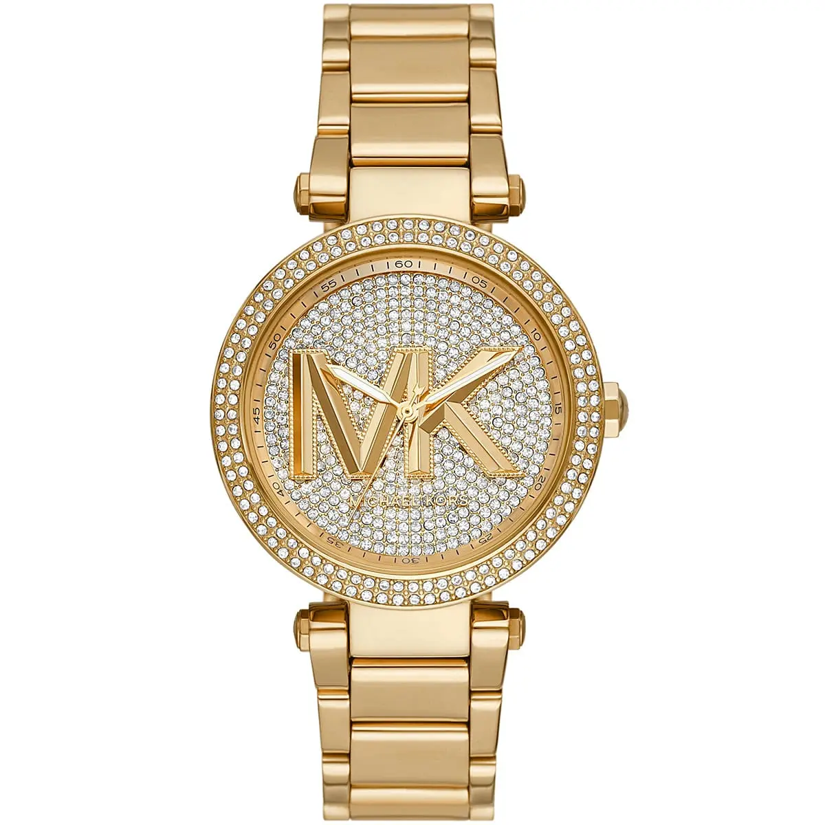 mk7283-michael-kors-watch-women-gold-dial-metal-stainless-steel-golden-strap-quartz-battery-analog-three-hand-mk-logo-crystals-parker ساعة مايكل كورس للنساء MK7283 - الصورة 1