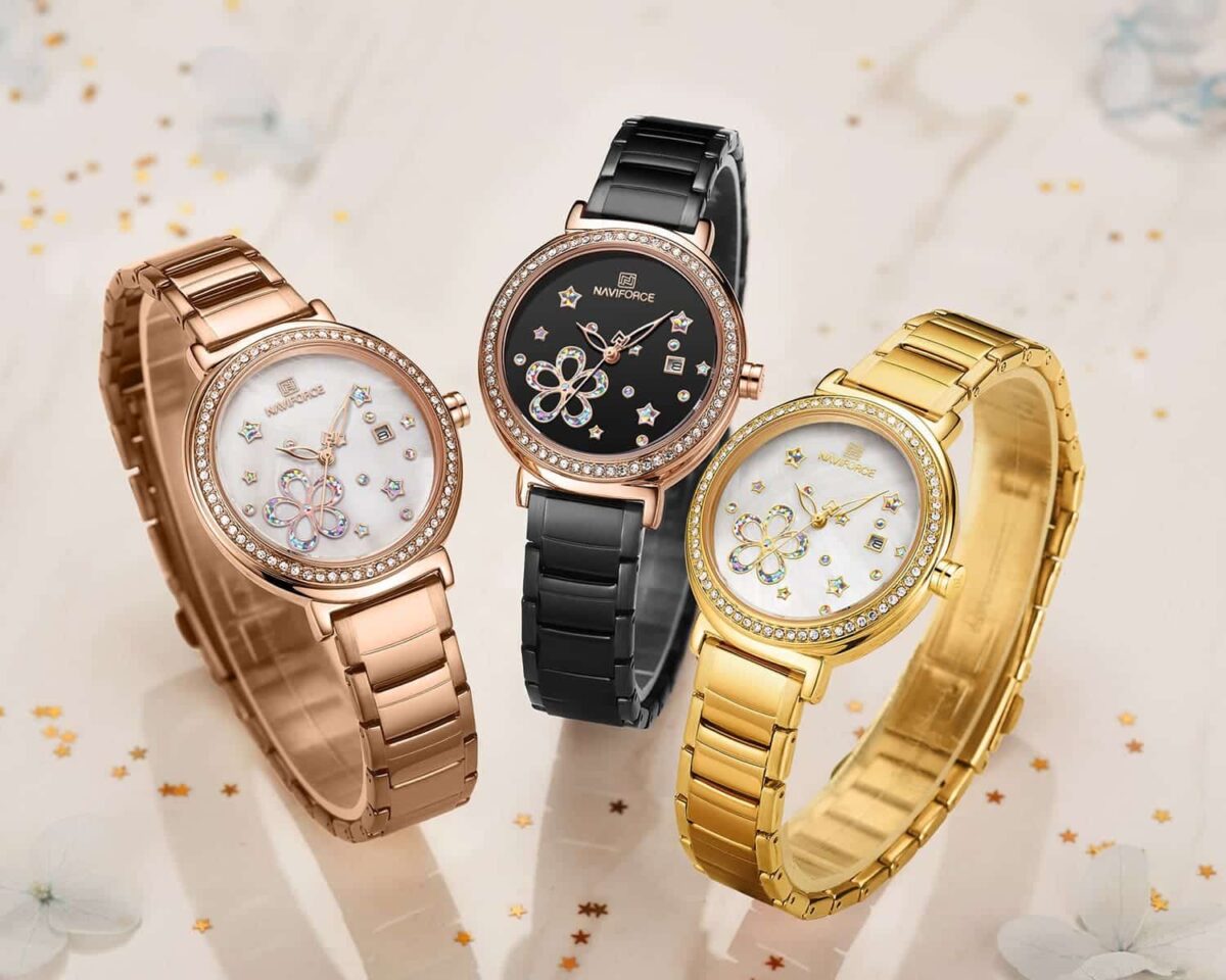 ساعة نافي فورس حريمي NF5016-G-W