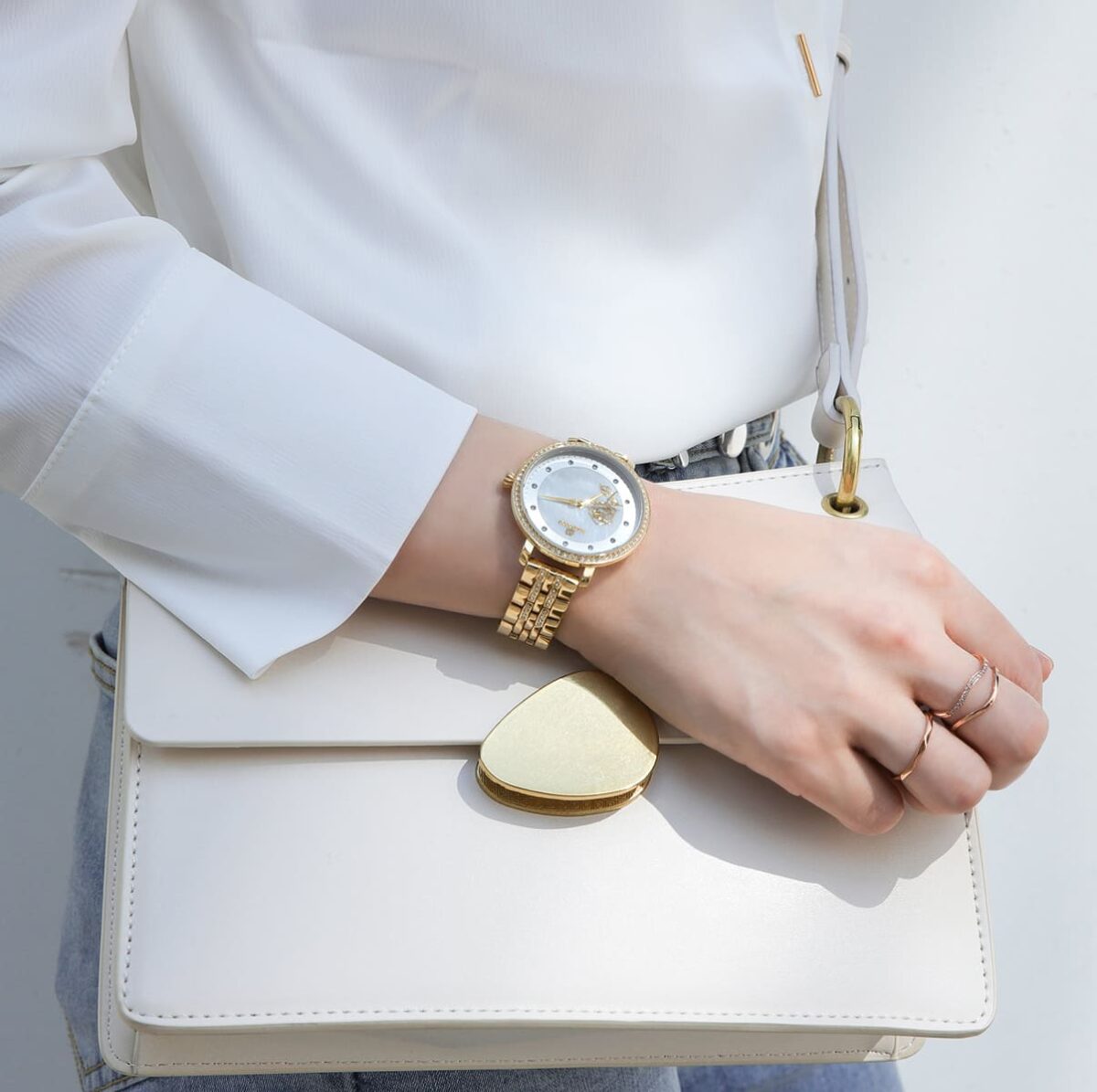 ساعة نافي فورس حريمي NF5017-G-W