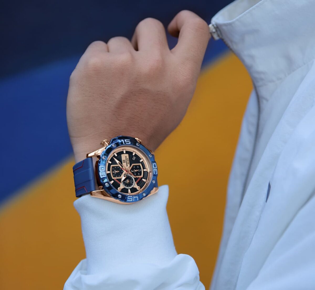 ساعة نافي فورس رجالي NF8018T-RG-BE-R