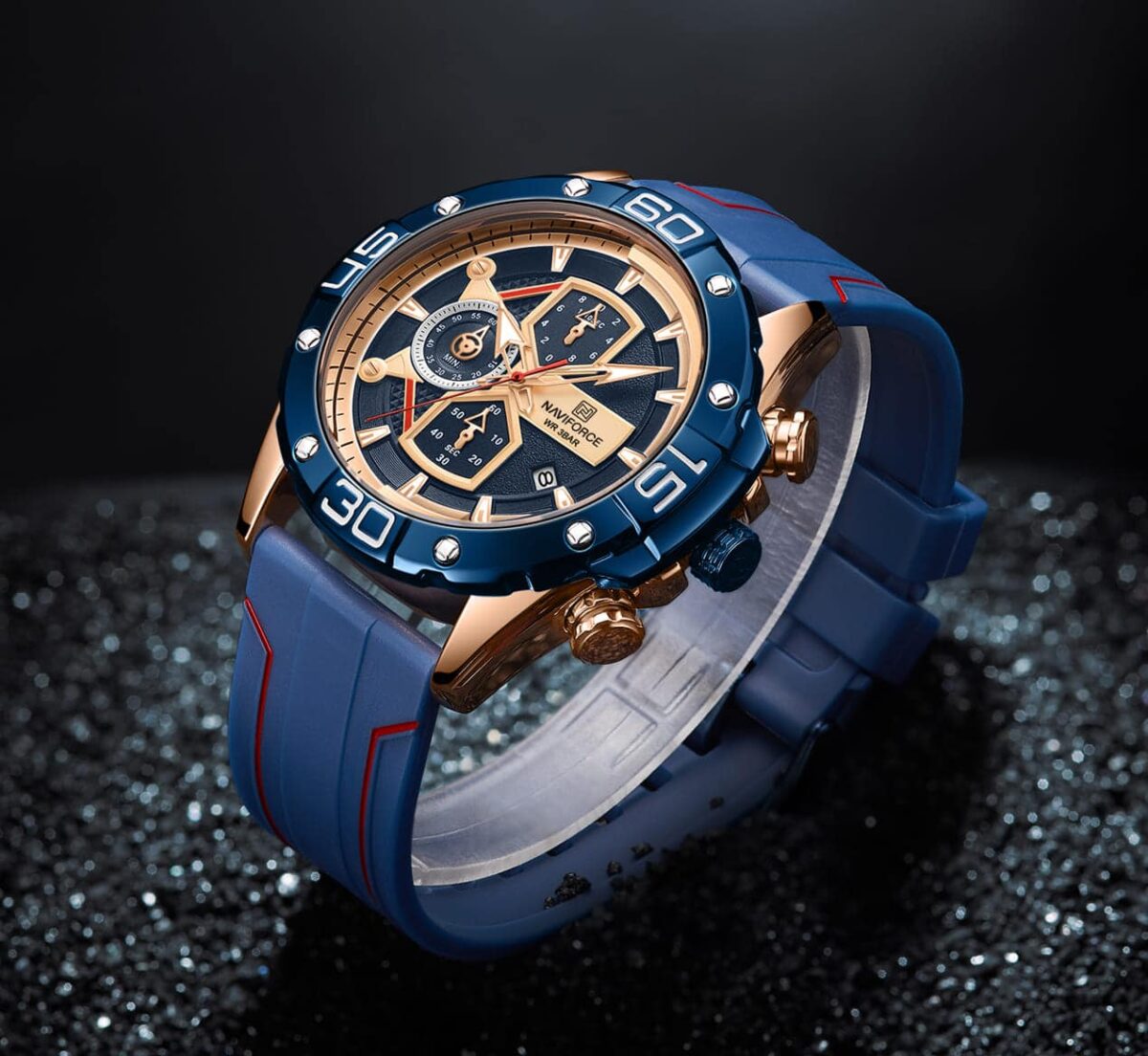 ساعة نافي فورس رجالي NF8018T-RG-BE-R