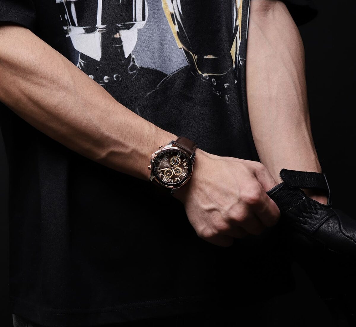 ساعة نافي فورس رجالي NF8020L-RG-CE-D-BN