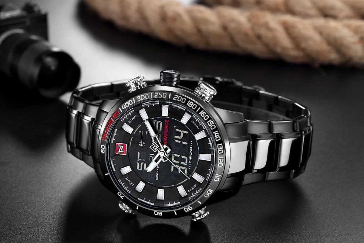 ساعة نافي فورس رجالي NF9093-B-B-W