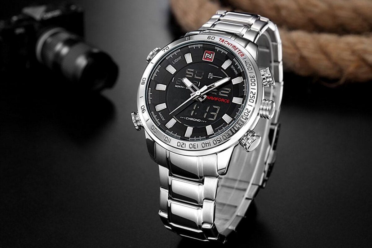 ساعة نافي فورس رجالي NF9093-S-B-W
