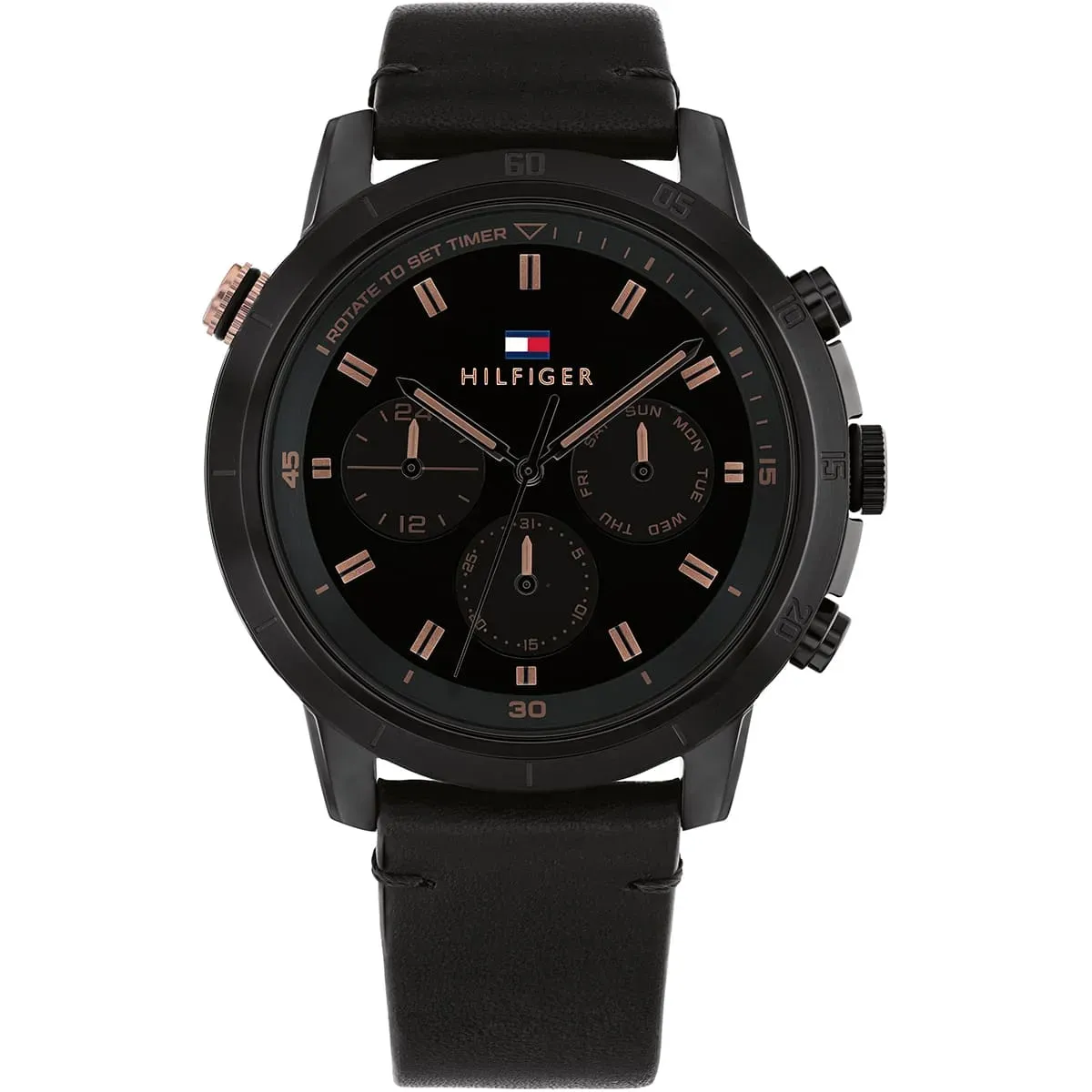 imgi_73_1792110-tommy-hilfiger-watch-men-black-dial-leather-strap-quartz-analog-troy ساعة تومي هيلفيغر للرجال 1792110 - الصورة 1