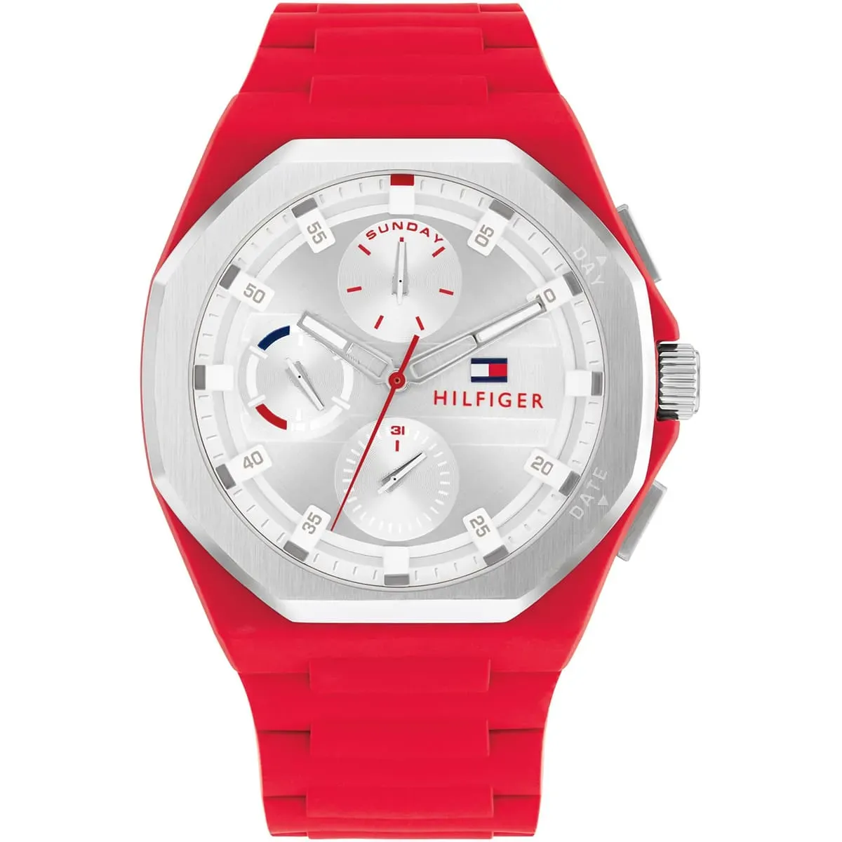 imgi_73_1792123-tommy-hilfiger-watch-men-silver-dial-rubber-red-strap-quartz-analog-neo ساعة تومي هيلفيغر للرجال 1792123 - الصورة 1