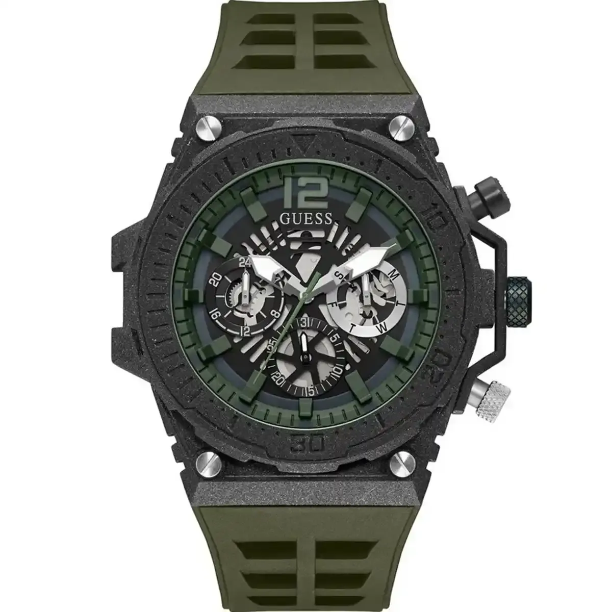 imgi_6_gw0325g2-original-guess-men-watch-black-dial-green-rubber-strap-egypt Guess Watch For Men GW0325G2 - الصورة 1