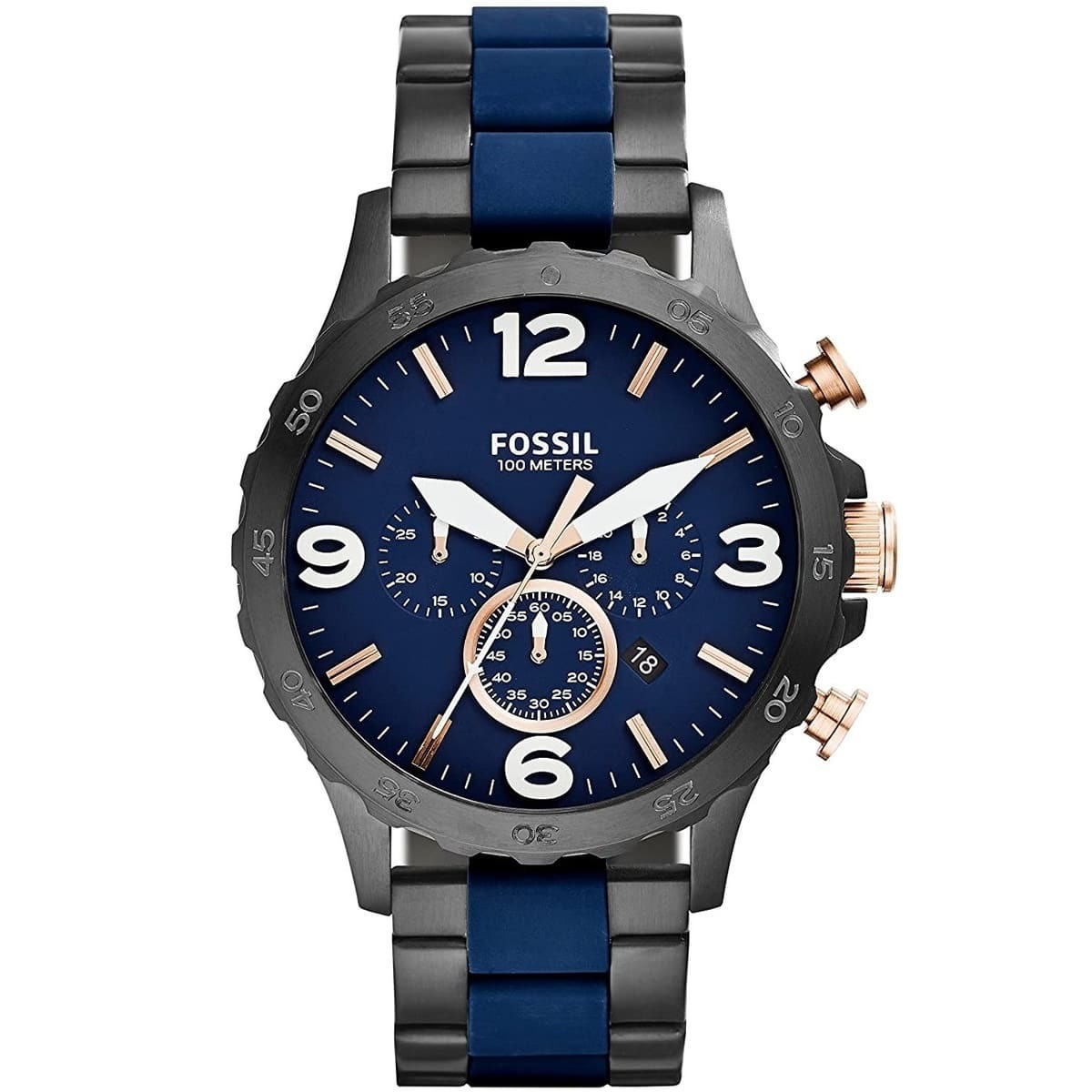 imgi_71_jr1494-fossil-watch-men-gray-blue-metal-nate ساعه فوسيل للرجال JR1494 - الصورة 1