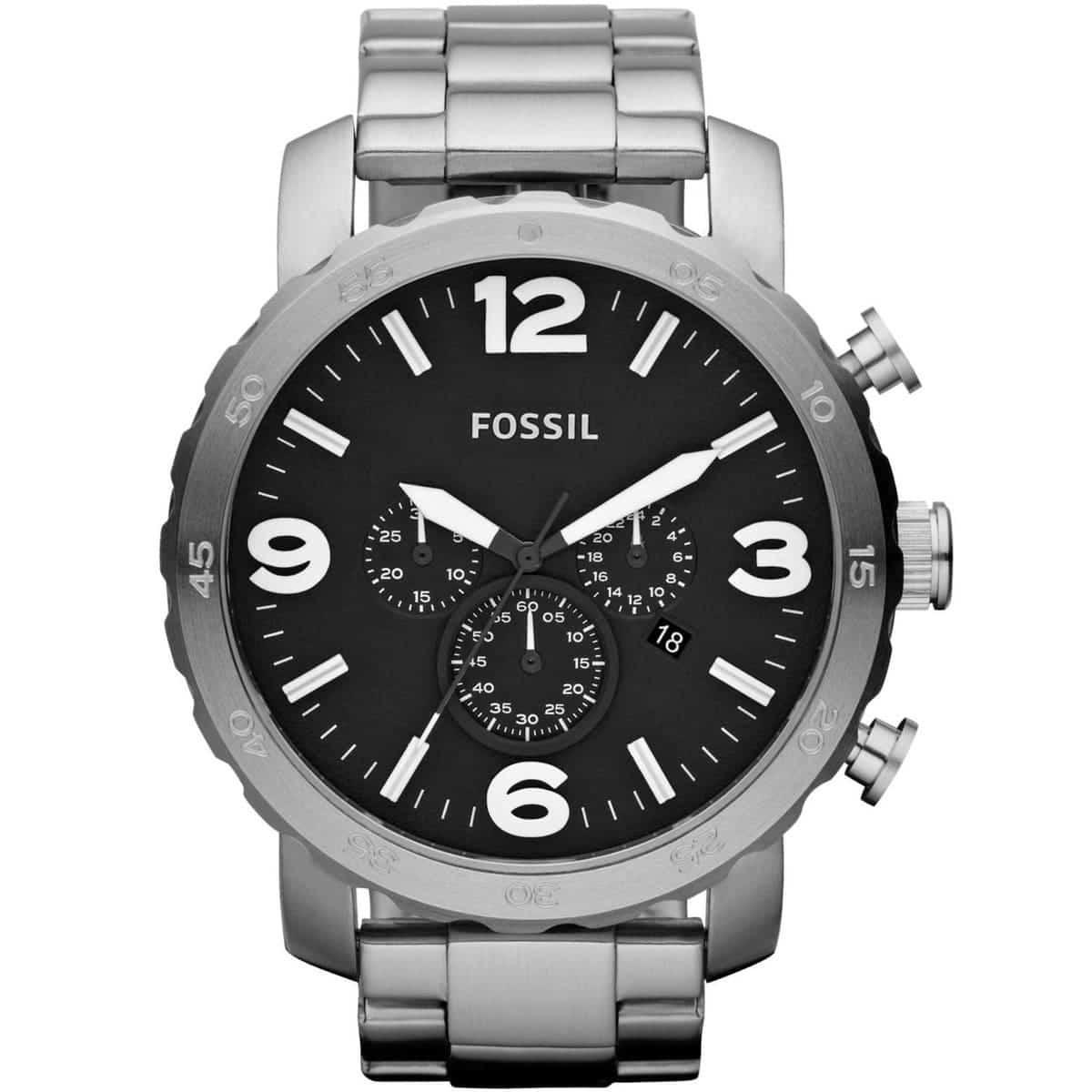 imgi_75_jr1353-fossil-watch-men-silver-metal-stainless-steel-nate ساعة فوسيل للرجال JR1353 - الصورة 1