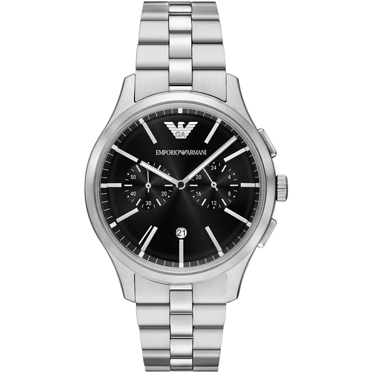 imgi_74_ar11691-emporio-armani-watch-men-black-dial-metal-stainless-steel-silver-strap-quartz-analog-chronograph-dario ساعة امبوريو ارماني للرجال AR11691 - الصورة 1