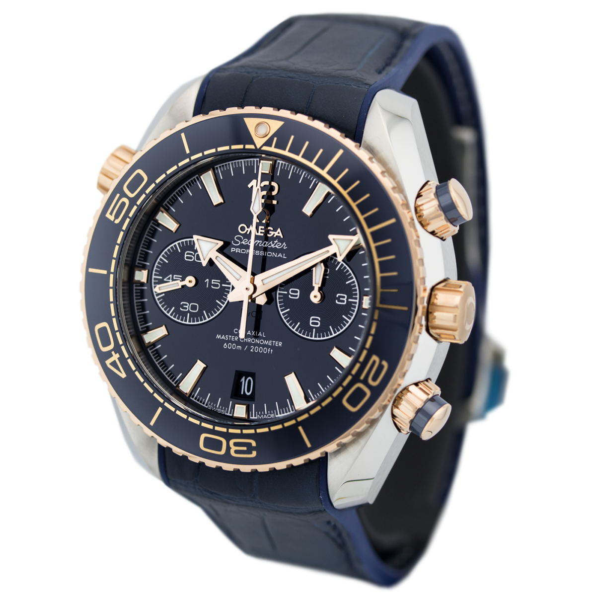 ⁦Seamaster Planet Ocean 600M 45.5 mm steel ‑ Sedna gold on leather strap with rubber lining⁩ - الصورة ⁦2⁩