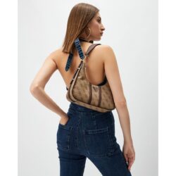 ⁦حقيبة كتف نسائية من جيس Guess ، لون بني فاتح ، شعار لاتيه ، موديل Hwsg9000180⁩ - الصورة ⁦3⁩