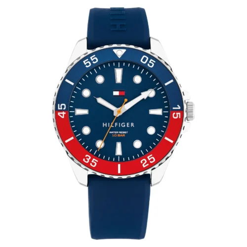 Tommy Hilfiger 1792200 Blue Dial Black Silicone Strap Watch For Men