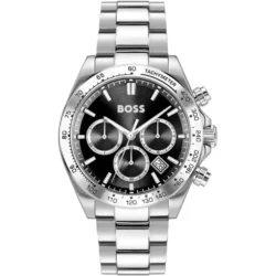 Hugo Boss Hero Men's Stainless Steel Watch 1514267 – Black Dial, Silver Strap, 43 mm