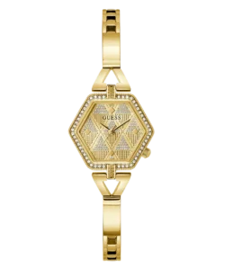 Guess GW0680L2 Women’s Gold Stainless Steel Watch – 28mm Hexagon Analog with Crystal Details