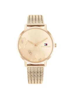 Tommy Hilfiger Women’s Rose Gold Stainless Steel Mesh Watch – Champagne Dial, Crystal Accents (1782603)