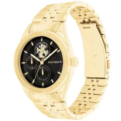 ⁦Tommy Hilfiger Monica 1782717 Women’s Quartz Watch – Gold Stainless Steel, Black Dial, 38mm⁩ - الصورة ⁦2⁩