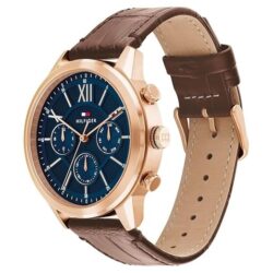 ⁦Tommy Hilfiger Morrison Men’s Leather Quartz Watch – Blue Dial, Brown Strap (1710526)⁩ - الصورة ⁦2⁩