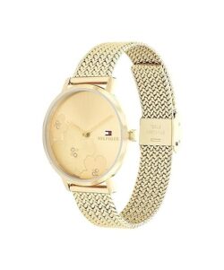 ⁦Tommy Hilfiger Women’s Champagne Dial Thin Gold & Steel Stainless Steel Mesh Watch – 1782606⁩ - الصورة ⁦2⁩