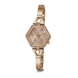 ⁦Guess GW0680L3 Women’s Rose Gold Stainless Steel Watch – 28mm Elegant Analog Quartz with Crystal Details⁩ - الصورة ⁦2⁩