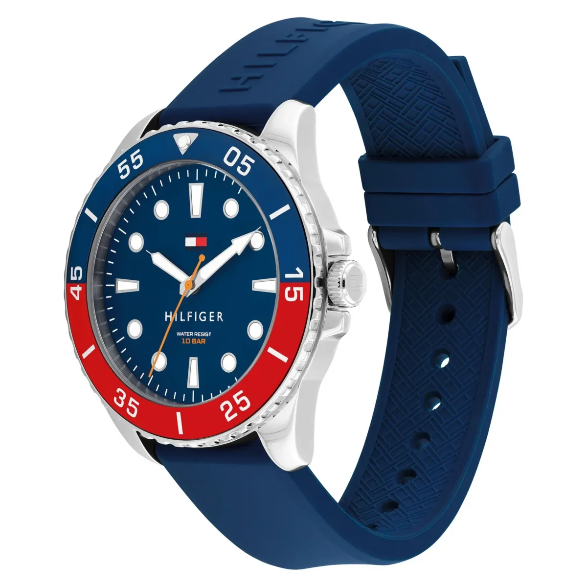 ⁦Tommy Hilfiger 1792200 Blue Dial Black Silicone Strap Watch For Men⁩ - الصورة ⁦4⁩