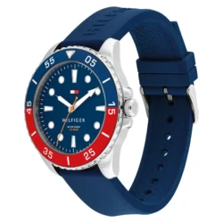 ⁦Tommy Hilfiger 1792200 Blue Dial Black Silicone Strap Watch For Men⁩ - الصورة ⁦4⁩