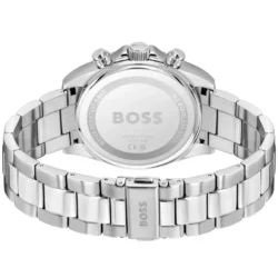 ⁦Hugo Boss Hero Men's Stainless Steel Watch 1514267 – Black Dial, Silver Strap, 43 mm⁩ - الصورة ⁦3⁩