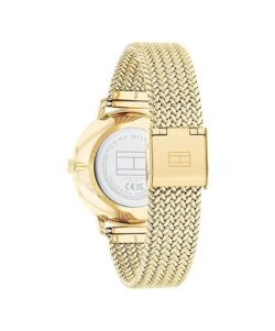 ⁦Tommy Hilfiger Women’s Champagne Dial Thin Gold & Steel Stainless Steel Mesh Watch – 1782606⁩ - الصورة ⁦3⁩