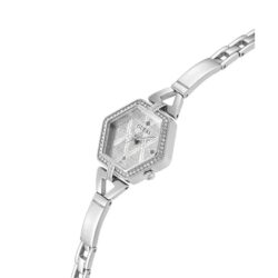 ⁦Guess GW0680L1 Women’s Silver Stainless Steel Watch – 28mm Hexagon Analog with Crystal Details⁩ - الصورة ⁦4⁩