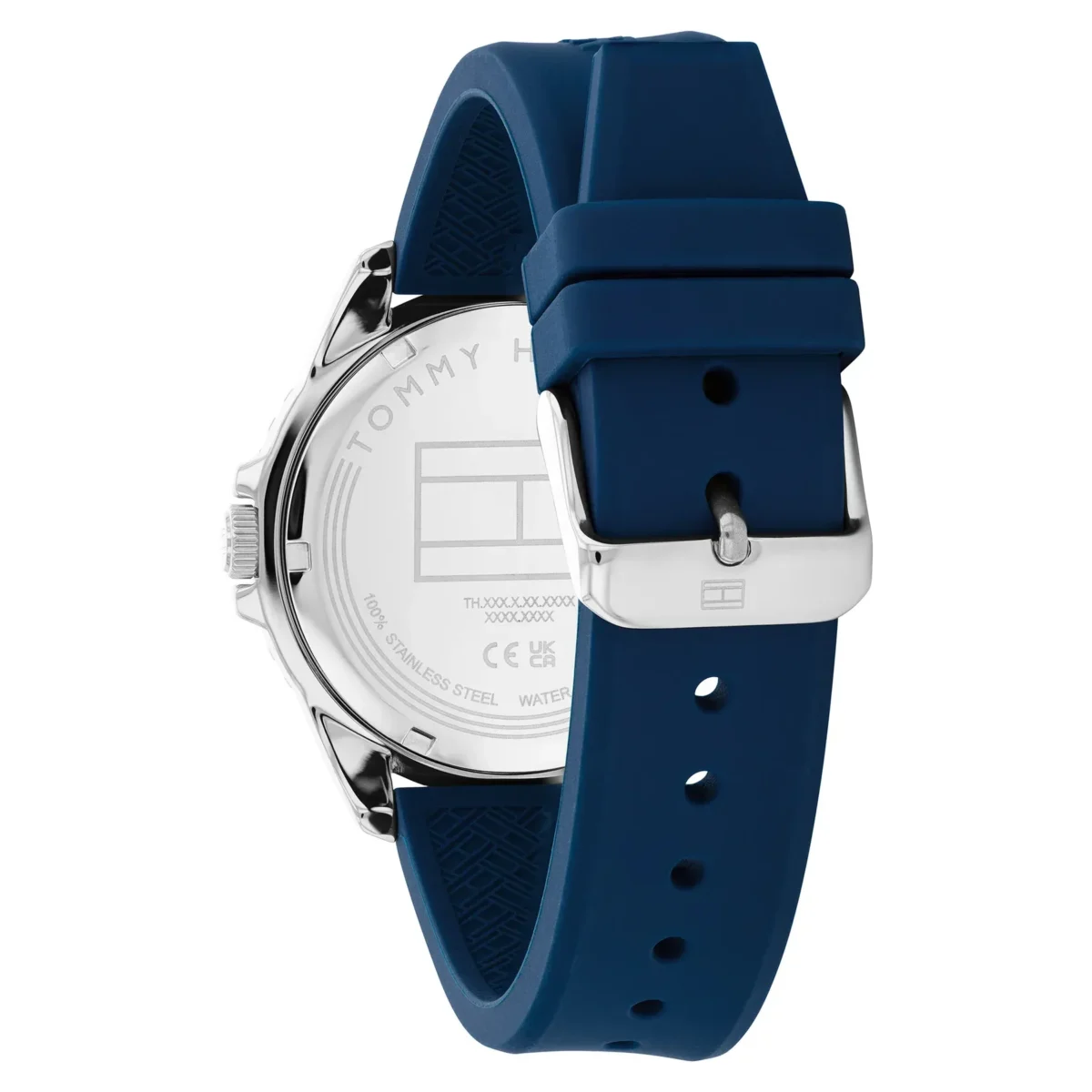 ⁦Tommy Hilfiger 1792200 Blue Dial Black Silicone Strap Watch For Men⁩ - الصورة ⁦5⁩