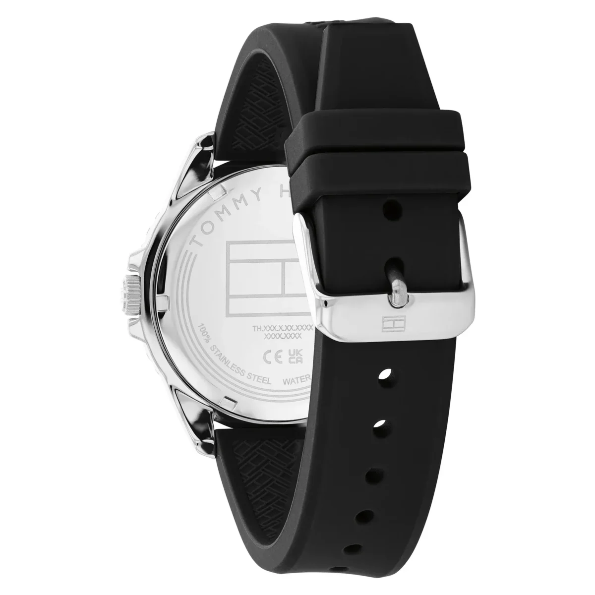 ⁦Tommy Hilfiger 1792201 Black Dial Black Silicone Strap Watch For Men⁩ - الصورة ⁦4⁩