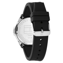 ⁦Tommy Hilfiger 1792201 Black Dial Black Silicone Strap Watch For Men⁩ - الصورة ⁦4⁩