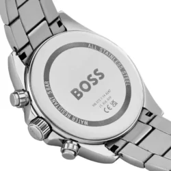 ⁦Hugo Boss Hero Men's Stainless Steel Watch 1514267 – Black Dial, Silver Strap, 43 mm⁩ - الصورة ⁦5⁩
