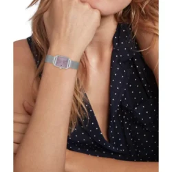 ⁦Tommy Hilfiger Women’s Stainless Steel Mesh Watch – Purple Dial, Crystal Accents (1782790)⁩ - الصورة ⁦2⁩