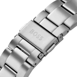 ⁦Hugo Boss Hero Men's Stainless Steel Watch 1514267 – Black Dial, Silver Strap, 43 mm⁩ - الصورة ⁦6⁩