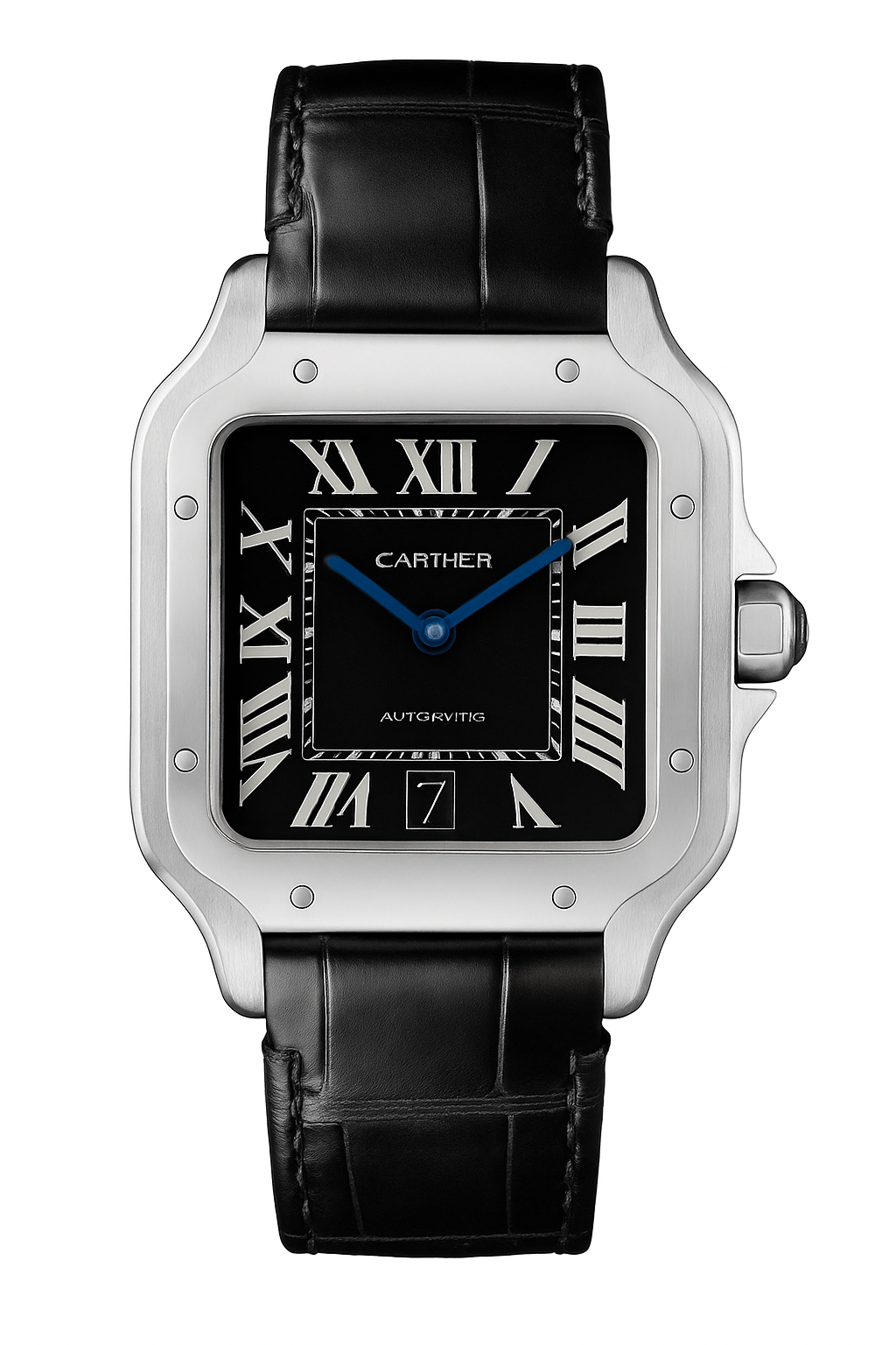D7DB2BAF-7357-4070-A1AB-855F85484A44.png Cartier Santos leather Super Clone Swiss Machine 39.8mm - الصورة 1