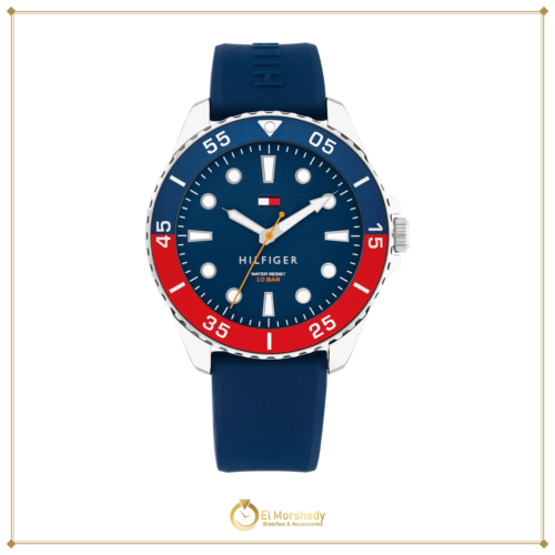 Tommy Hilfiger 1792200 Blue Dial Black Silicone Strap Watch For Men [frame:v1]
