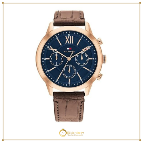 Tommy Hilfiger Morrison Men’s Leather Quartz Watch – Blue Dial, Brown Strap (1710526) [frame:v1]