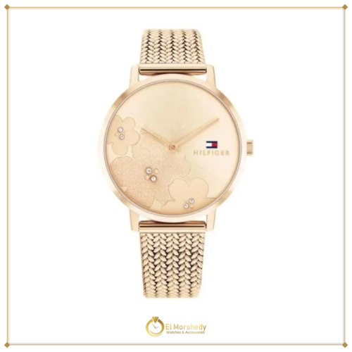 Tommy Hilfiger Women’s Rose Gold Stainless Steel Mesh Watch – Champagne Dial, Crystal Accents (1782603) [frame:v1]