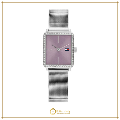 Tommy Hilfiger Women’s Stainless Steel Mesh Watch – Purple Dial, Crystal Accents (1782790) [frame:v1]