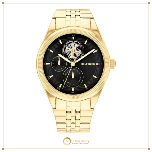 Tommy Hilfiger Monica 1782717 Women’s Quartz Watch – Gold Stainless Steel, Black Dial, 38mm [frame:v1]