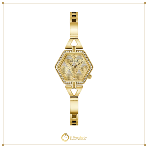 Guess GW0680L2 Women’s Gold Stainless Steel Watch – 28mm Hexagon Analog with Crystal Details [frame:v1]