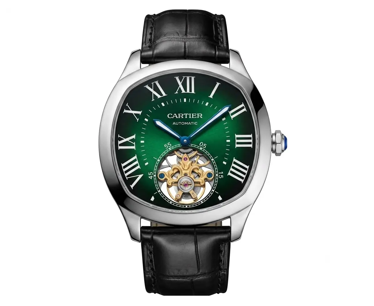 117826707826a4165be0eb1a4_26995377_c_ffffff-fefefe-0e0e0e.png Cartier Drive 42mm Tourbillon Steel – Green Dial – Leather Strap - الصورة 1