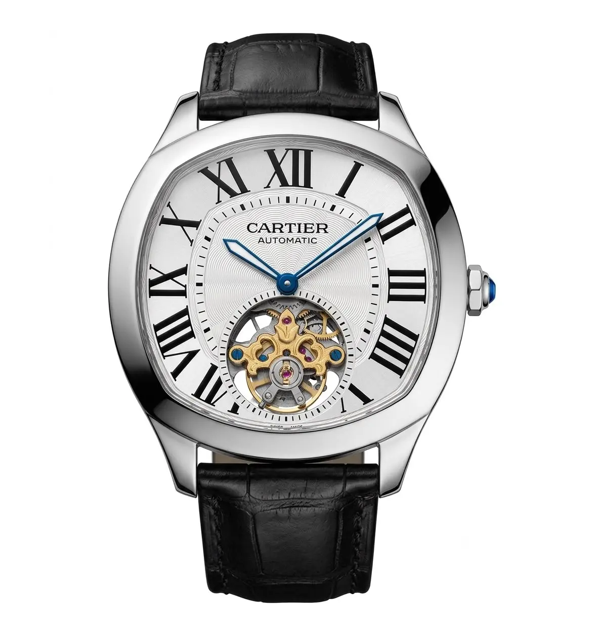 717826708326a4165f006b5b5_93610961_c_ffffff-0a0a0a-ececec-1.png Cartier Drive 42mm Tourbillon – White Dial – Leather Strap - الصورة 1