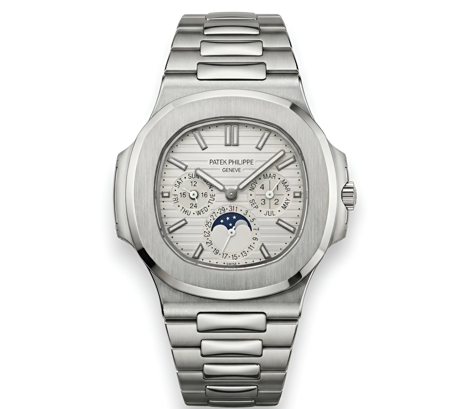 G219-2_2.jpg Patek Philippe Nautilus Perpetual Calendar – White Dial – Japanese Automatic Chronograph – Stainless Steel Bracelet - الصورة 1