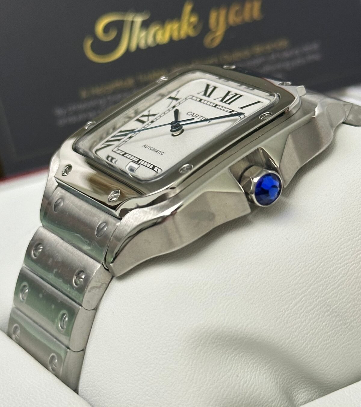 ⁦Cartier Santos White Dial Stainless Steel Automatic 40mm⁩ - الصورة ⁦3⁩