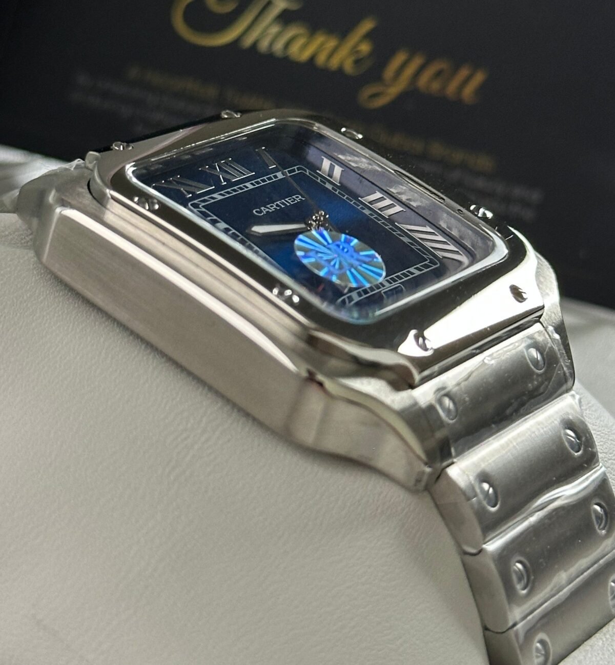 ⁦Cartier Santos Blue Dial Stainless Steel Automatic 40mm⁩ - الصورة ⁦4⁩
