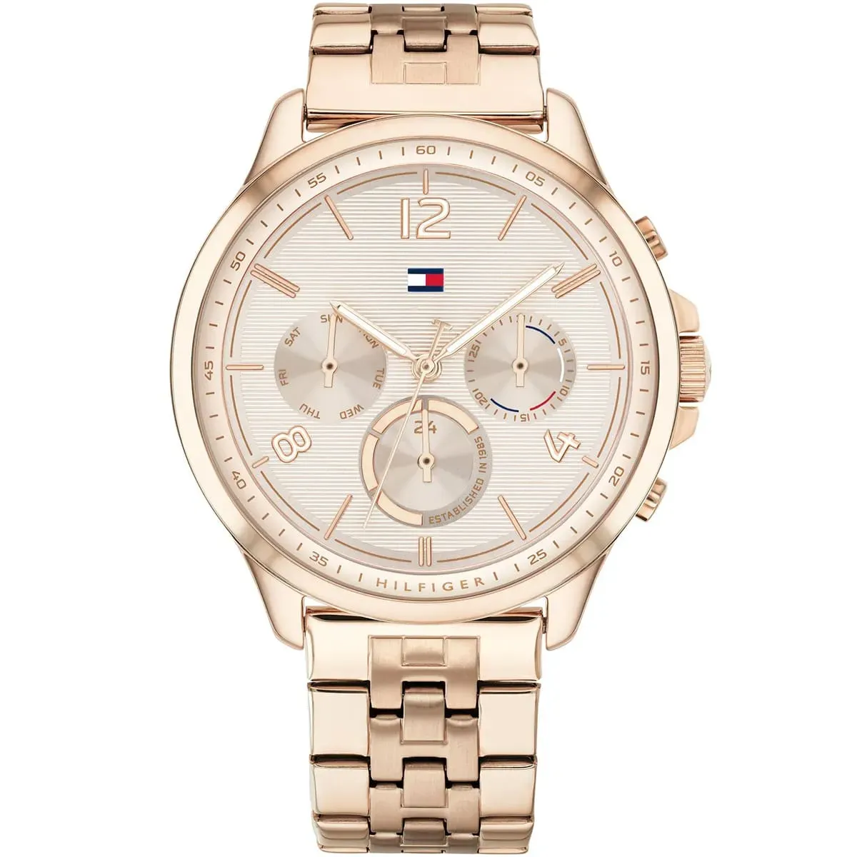imgi_16_1782224-tommy-hilfiger-watch-women-rose-gold-dial-metal-stainless-steel-golden-strap-quartz-battery-analog-harper ساعة تومي هيلفيغر للنساء 1782224 - الصورة 1